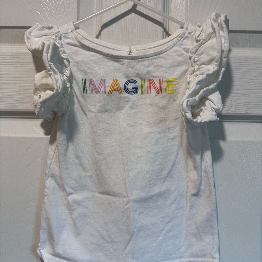 Kids White Ruffle Sleeve Shirt